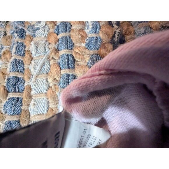 Vtg Powder Pink Button Up Cardigan M Black Hearts Valentine's Crew Neck Y2k - Picture 9 of 9